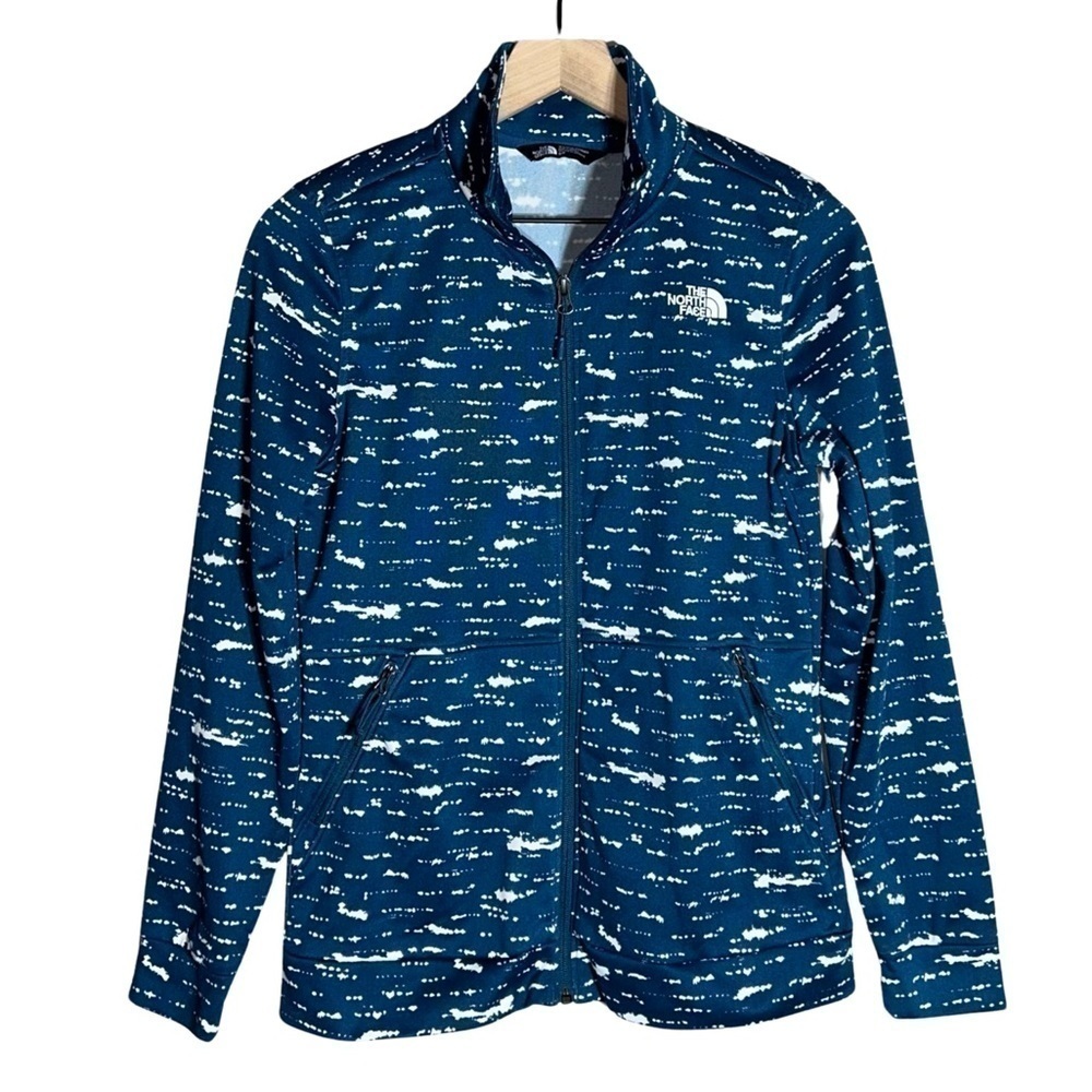 The North Face Speckled Steel Blue Zip Up Lightweight Jacket - Size M